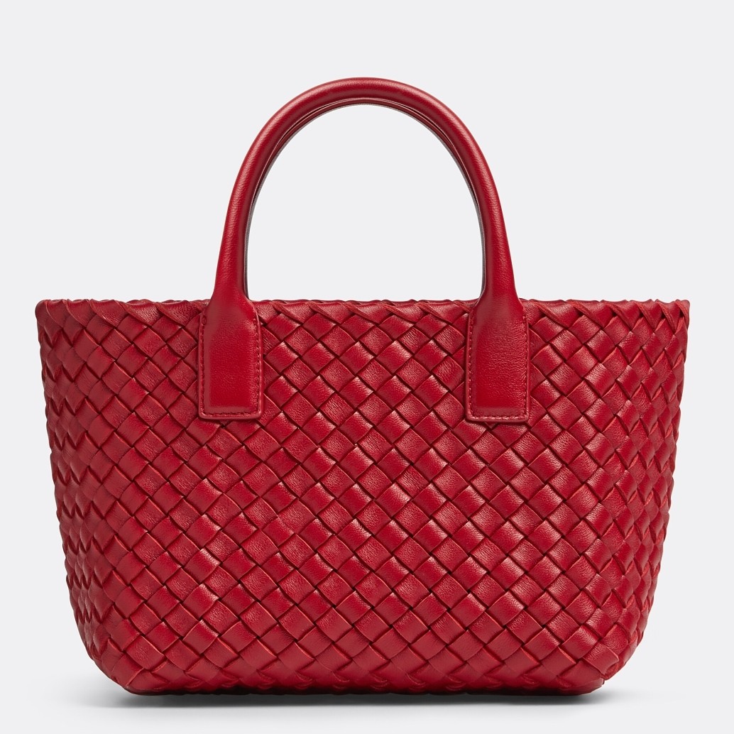 bo*te*ga Ve*ne*ta mini cabat bag in red intrecciato lambskin