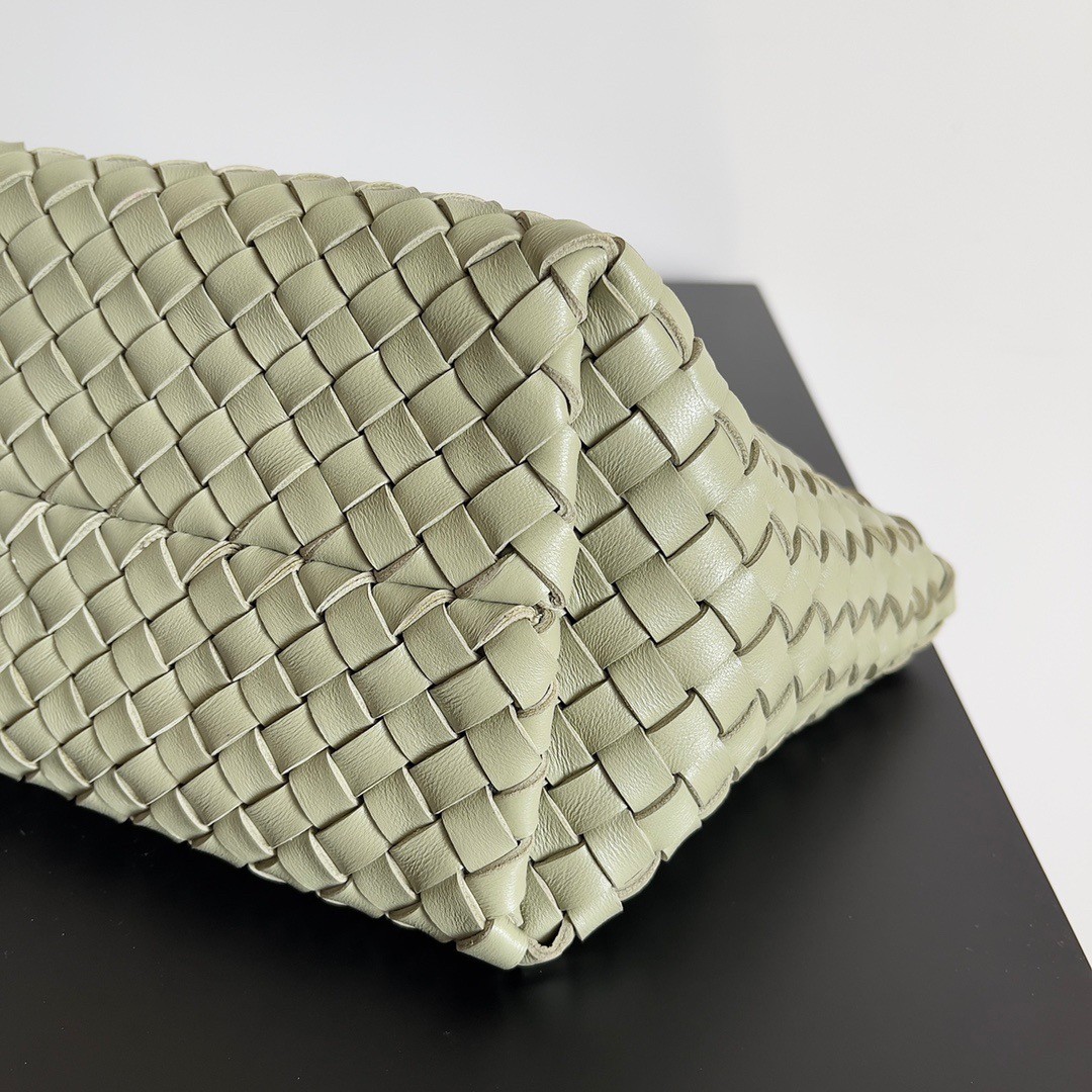 bo*te*ga Ve*ne*ta mini cabat bag in travertine intrecciato lambskin