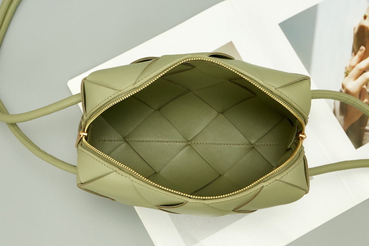 bo*te*ga Ve*ne*ta small cassette camera bag in travertine lambskin