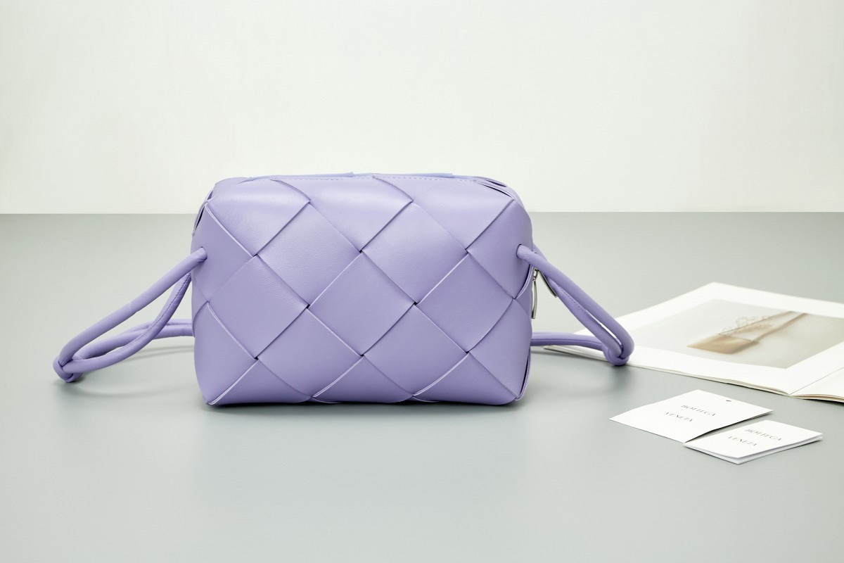bo*te*ga Ve*ne*ta small cassette camera bag in wisteria lambskin