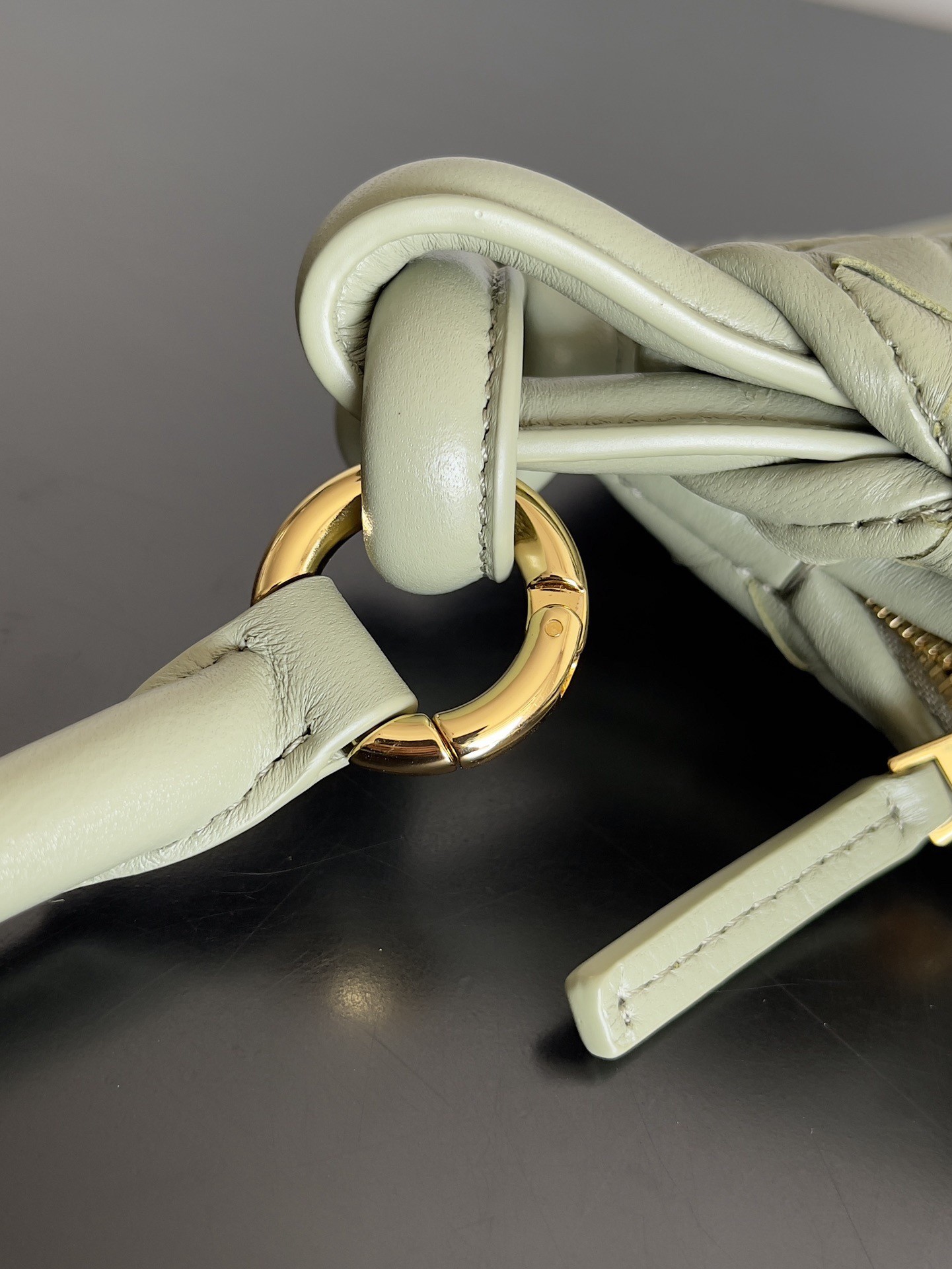 bo*te*ga Ve*ne*ta gemelli medium bag in travertine intrecciato lambskin