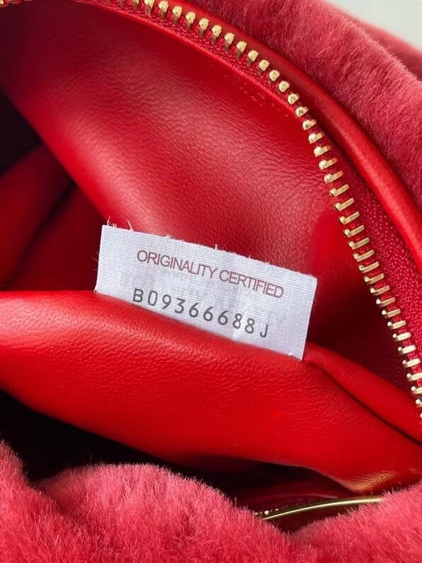 bo*te*ga Ve*ne*ta mini bv jodie bag in red shearling