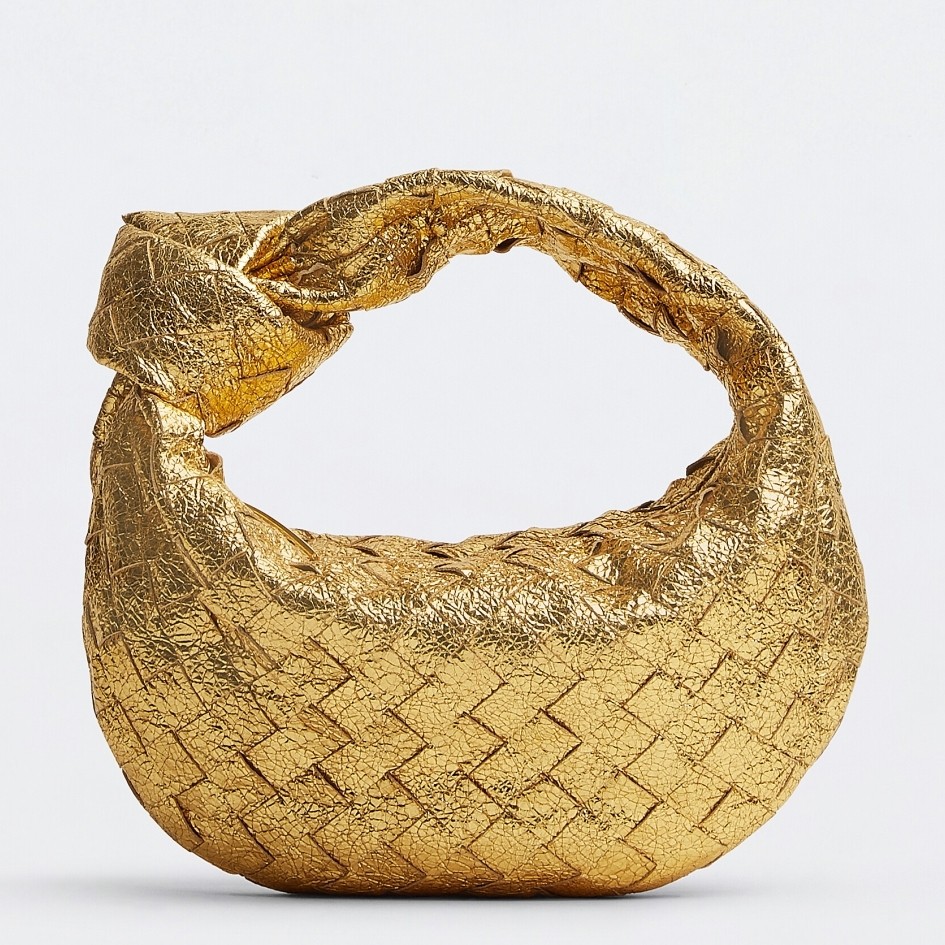 bo*te*ga Ve*ne*ta bv jodie mini bag in gold metallic intrecciato leather