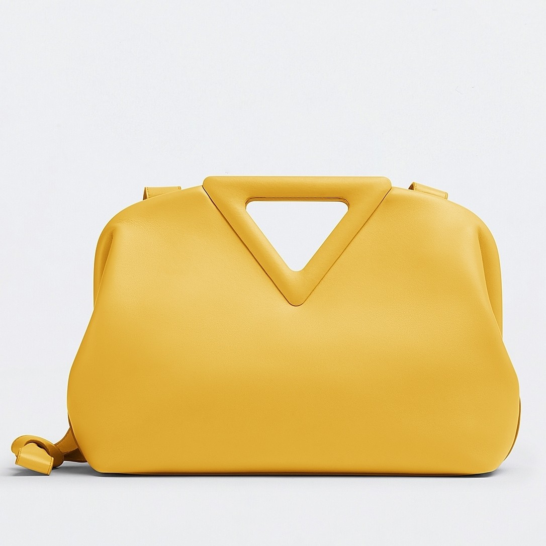 bo*te*ga Ve*ne*ta small point top handle bag in yellow leather