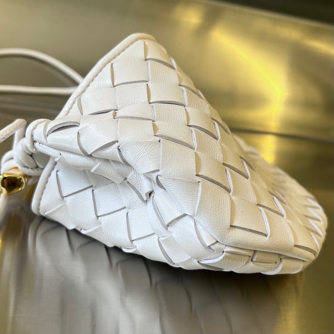 bo*te*ga Ve*ne*ta sardine mini bag in white intrecciato lambskin