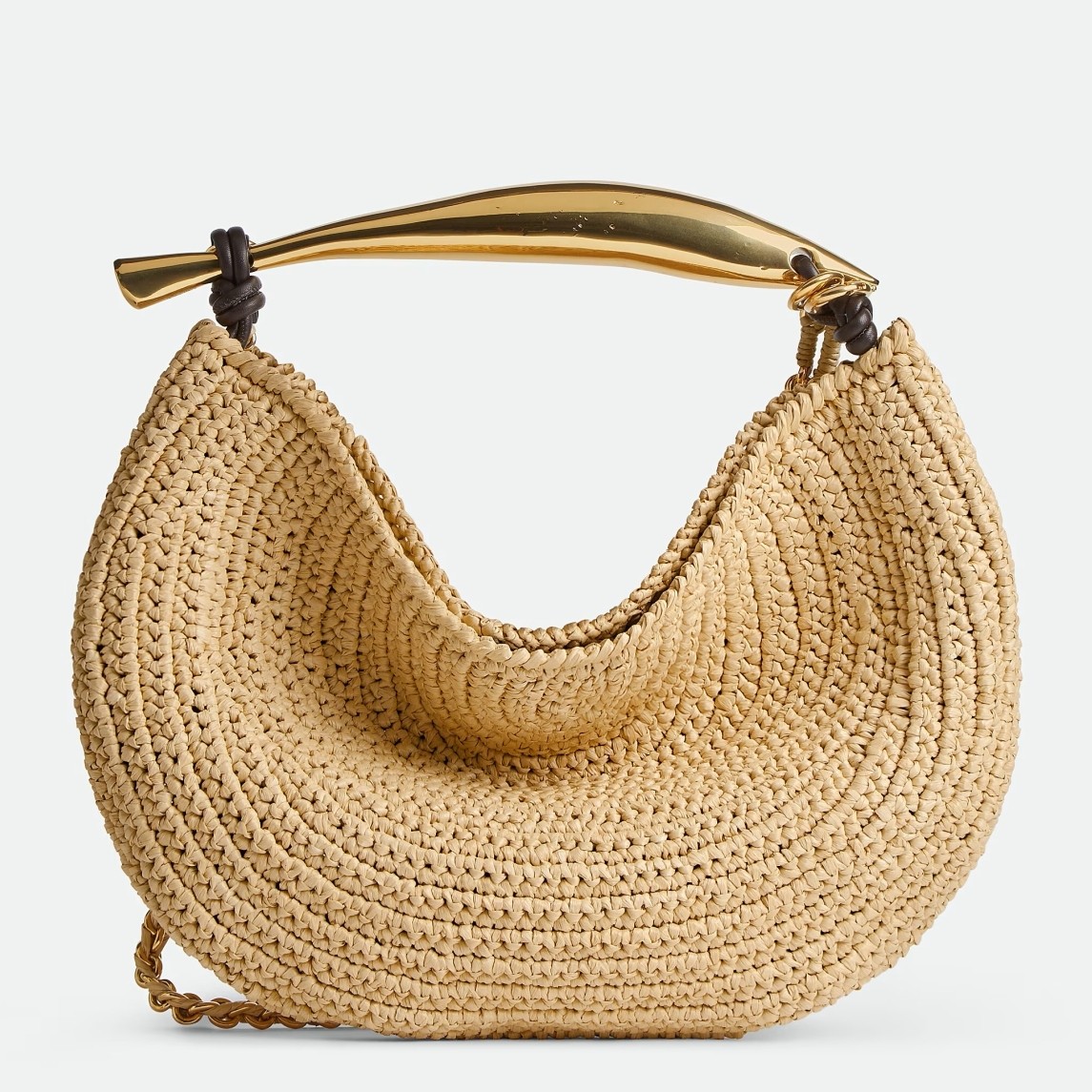 bo*te*ga Ve*ne*ta sardine small bag with chain in natural raffia