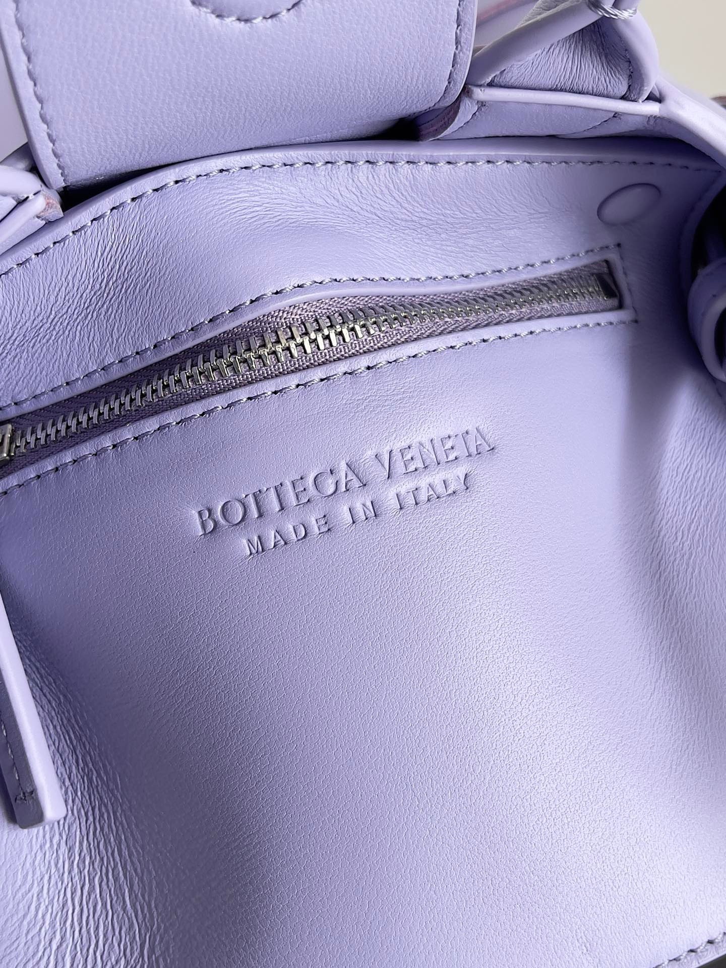 bo*te*ga Ve*ne*ta mini cassette tote bag in wisteria lambskin