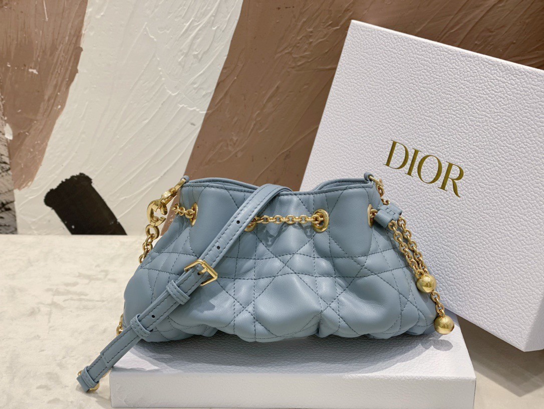 D*or ammi small bag in blue macrocannage lambskin
