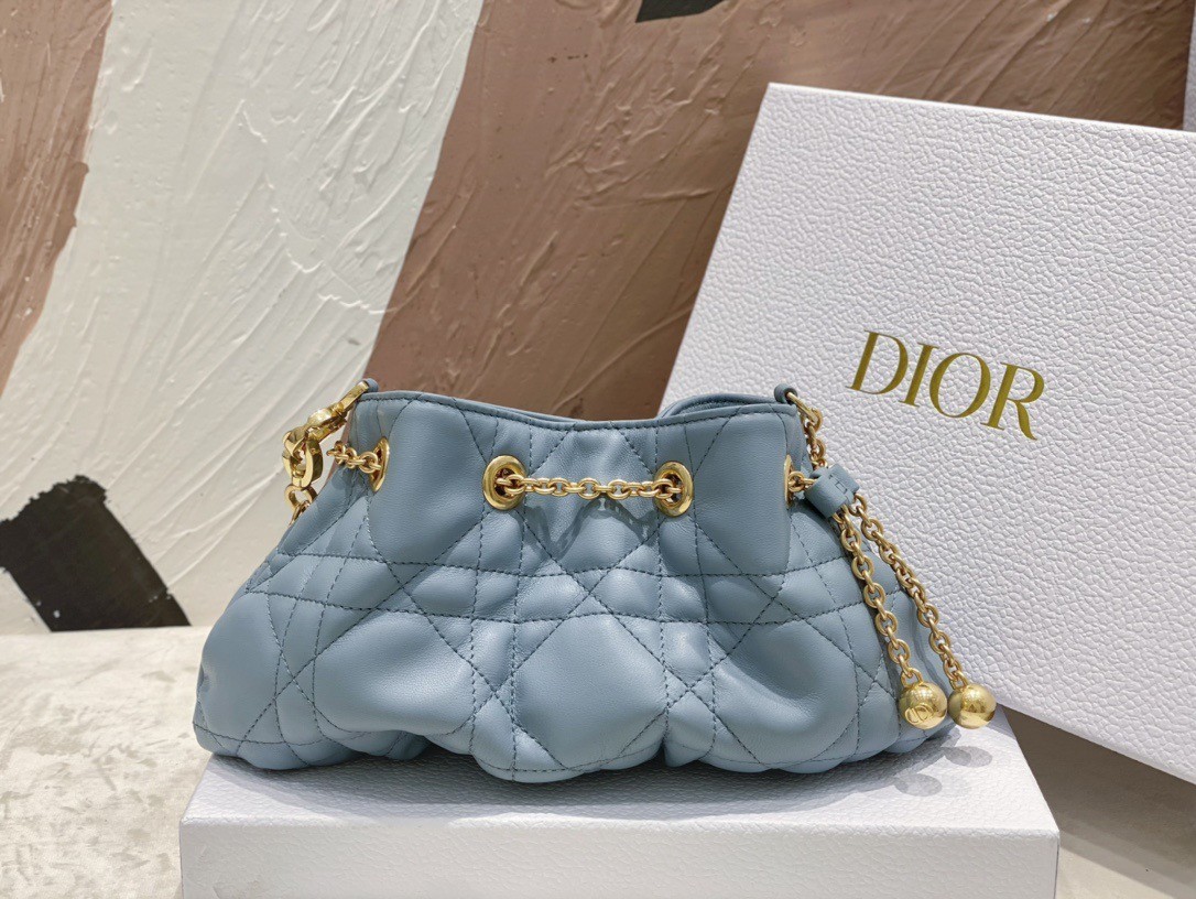 D*or ammi small bag in blue macrocannage lambskin