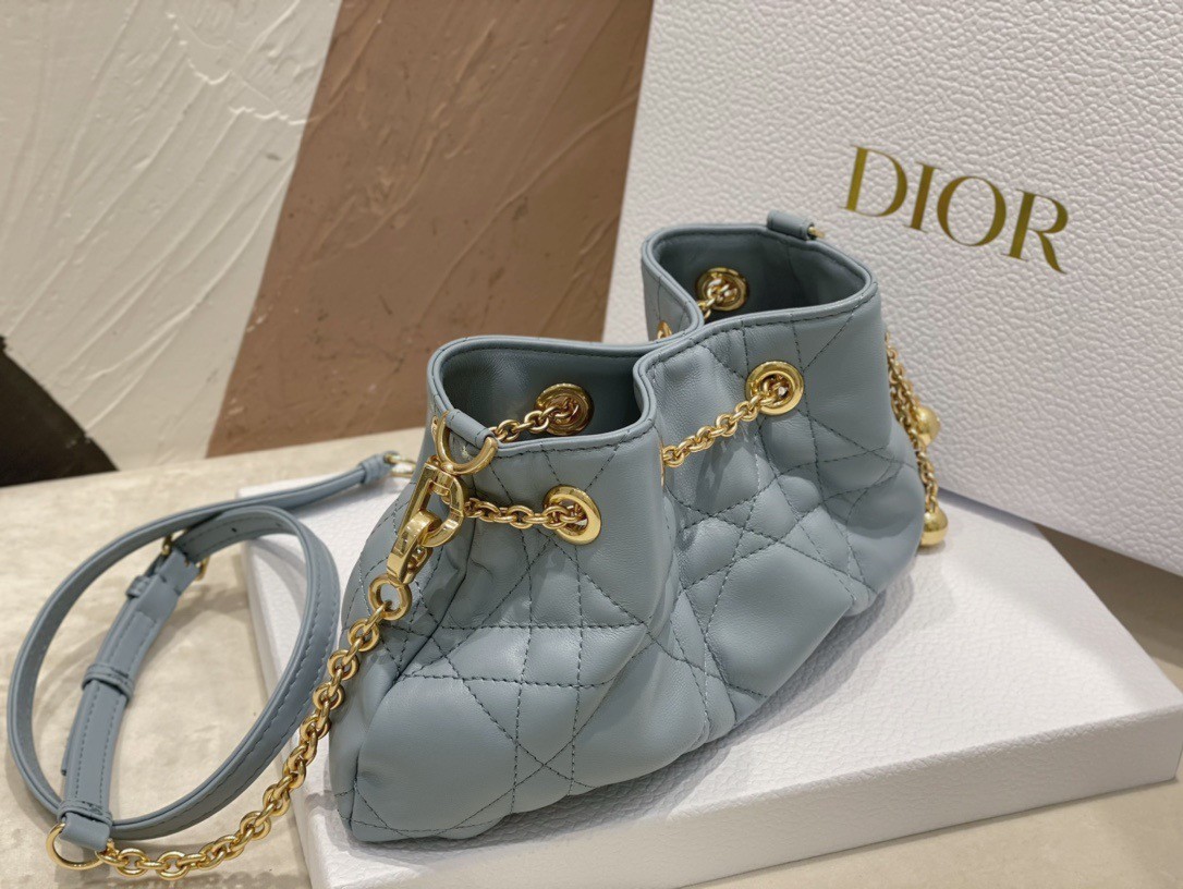 D*or ammi small bag in blue macrocannage lambskin