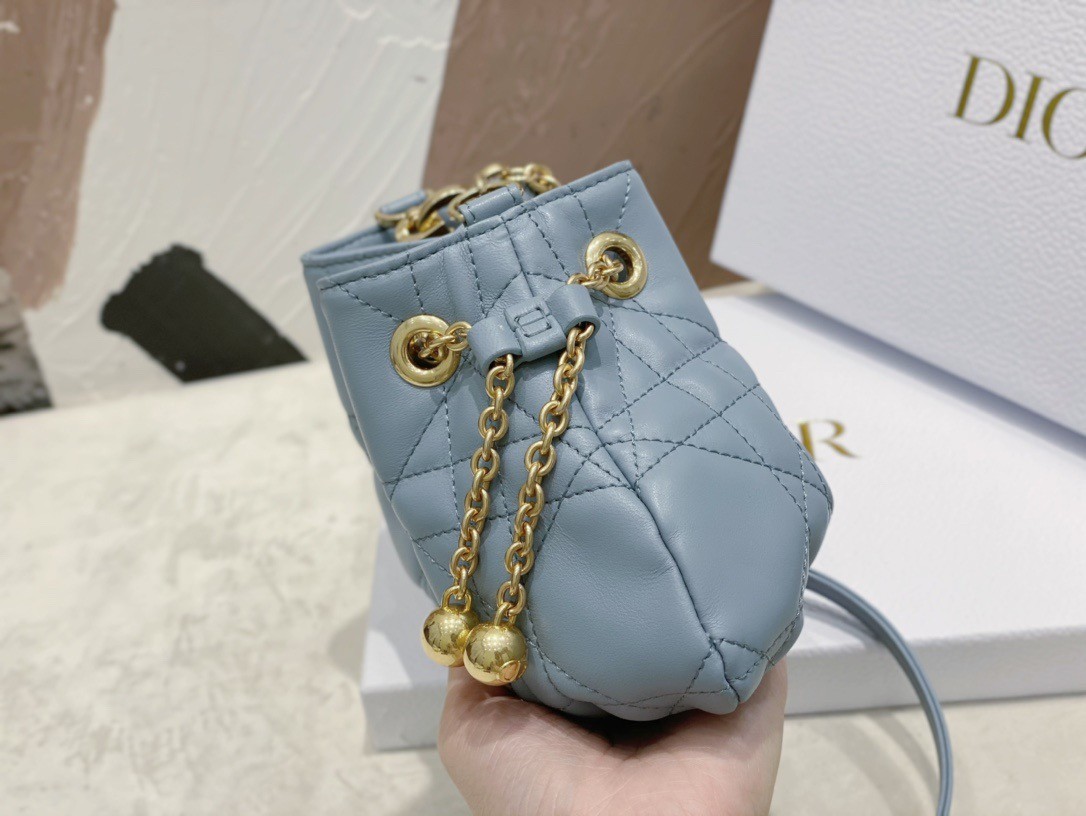 D*or ammi small bag in blue macrocannage lambskin