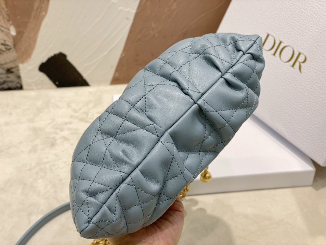 D*or ammi small bag in blue macrocannage lambskin