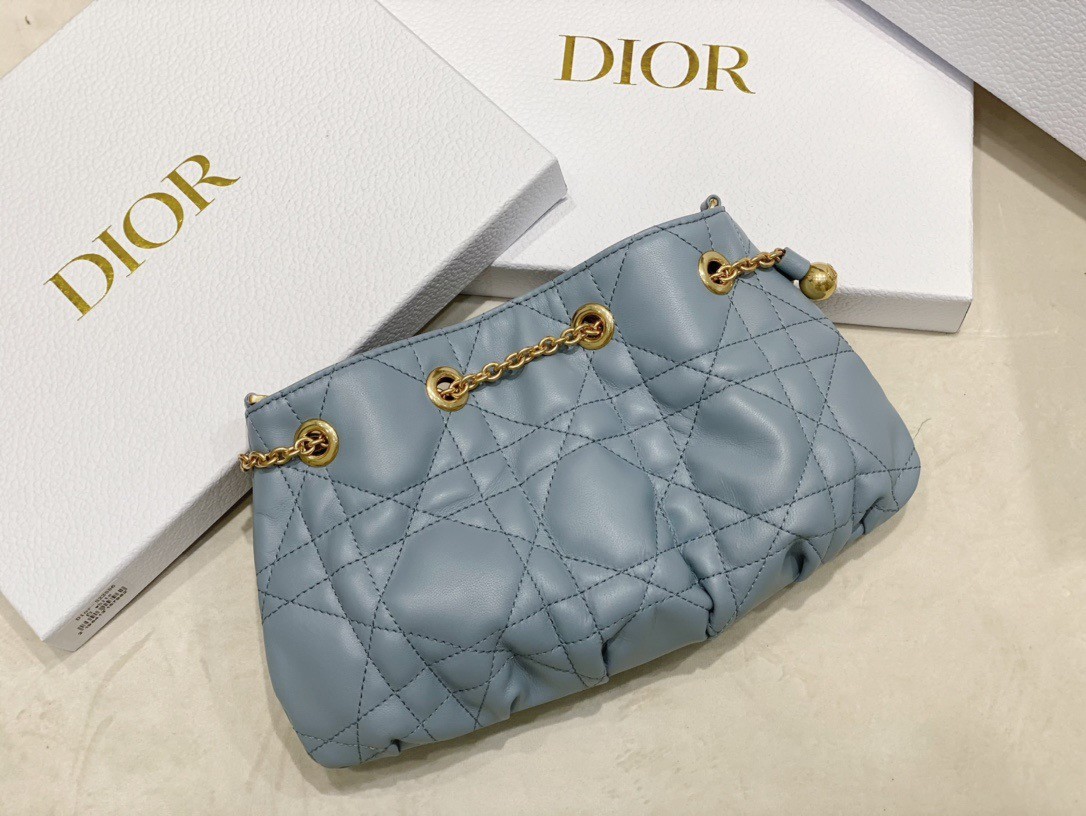 D*or ammi small bag in blue macrocannage lambskin