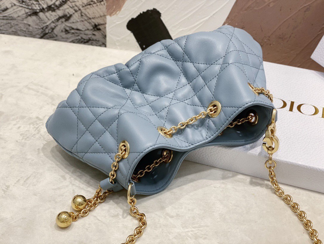 D*or ammi small bag in blue macrocannage lambskin