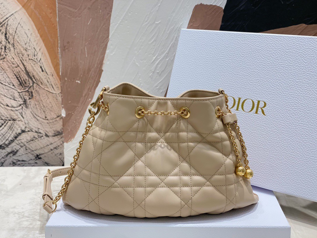 D*or ammi medium bag in sand pink macrocannage lambskin