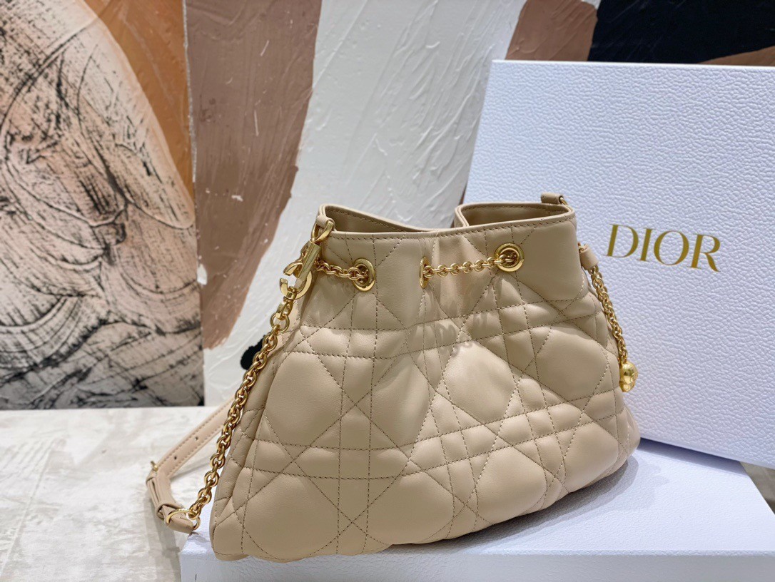 D*or ammi medium bag in sand pink macrocannage lambskin