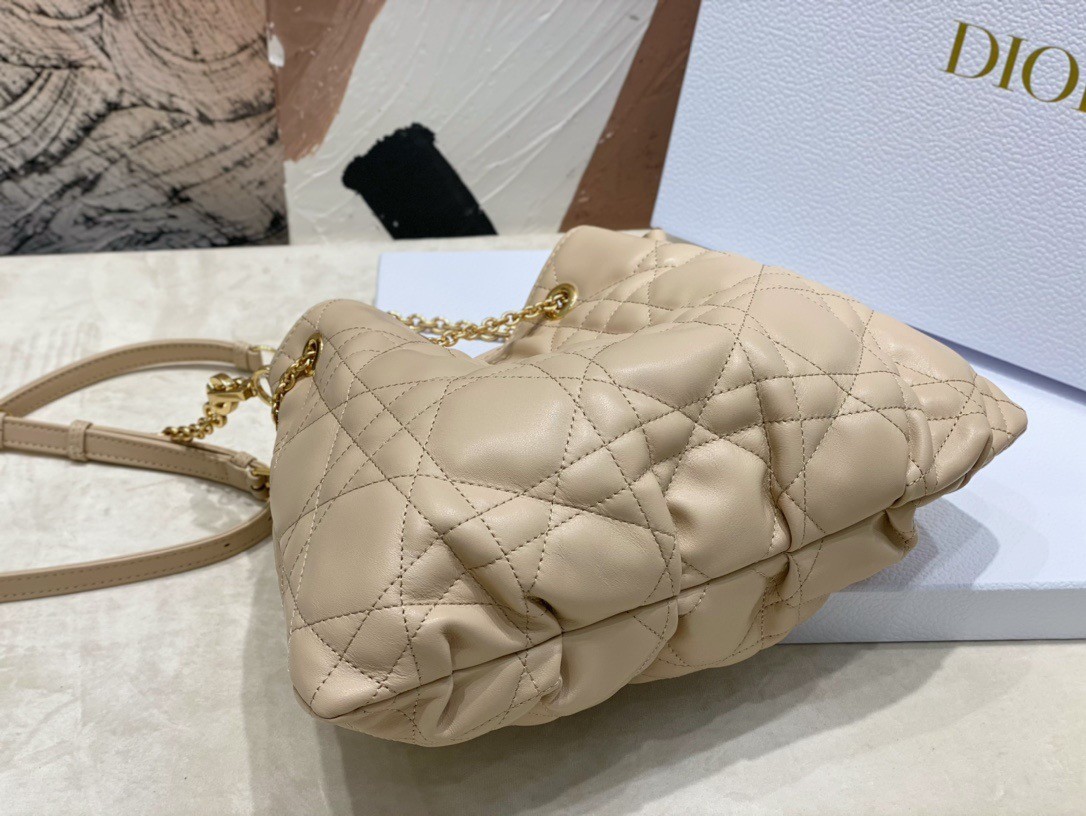 D*or ammi medium bag in sand pink macrocannage lambskin