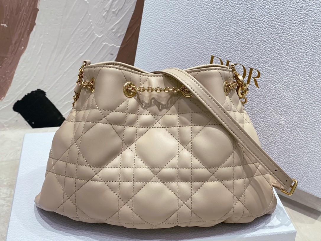 D*or ammi medium bag in sand pink macrocannage lambskin