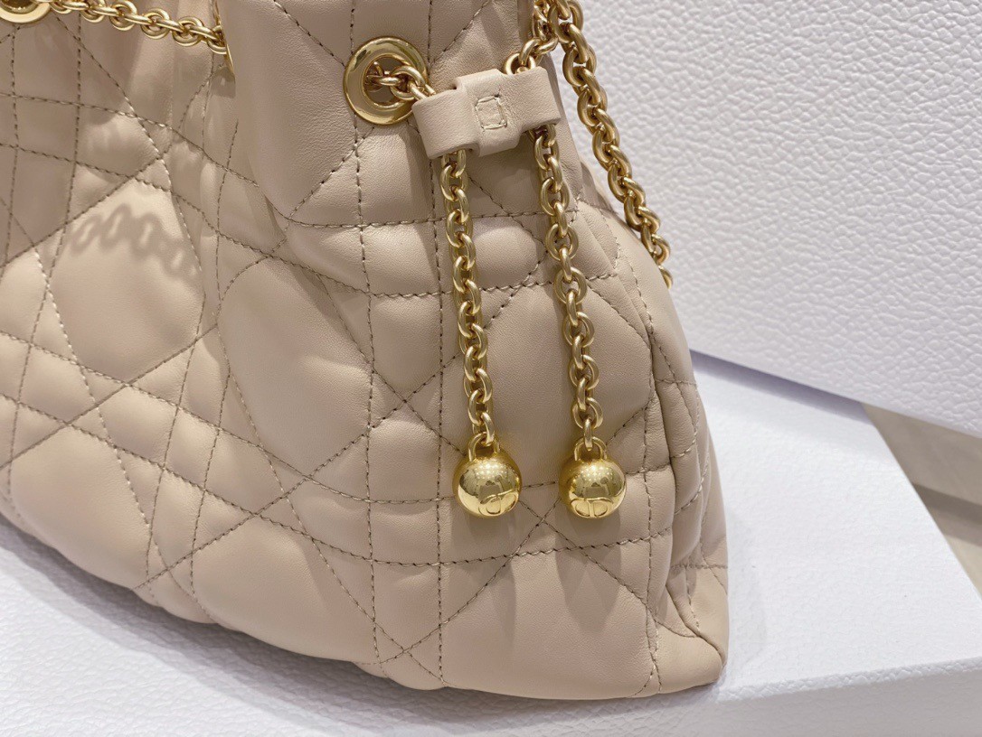 D*or ammi medium bag in sand pink macrocannage lambskin