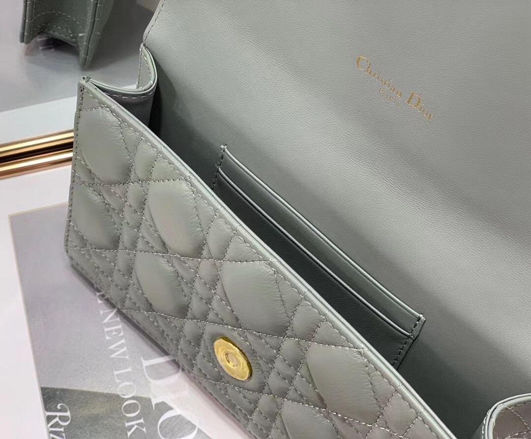 D*or caro belt pouch with chain in grey calfskin