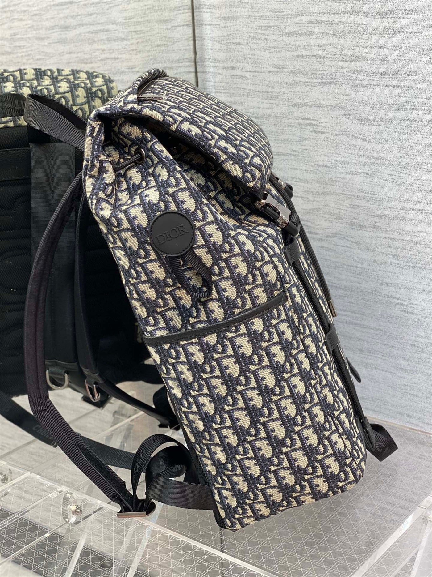 D*or explorer backpack in black D*or oblique jacquard