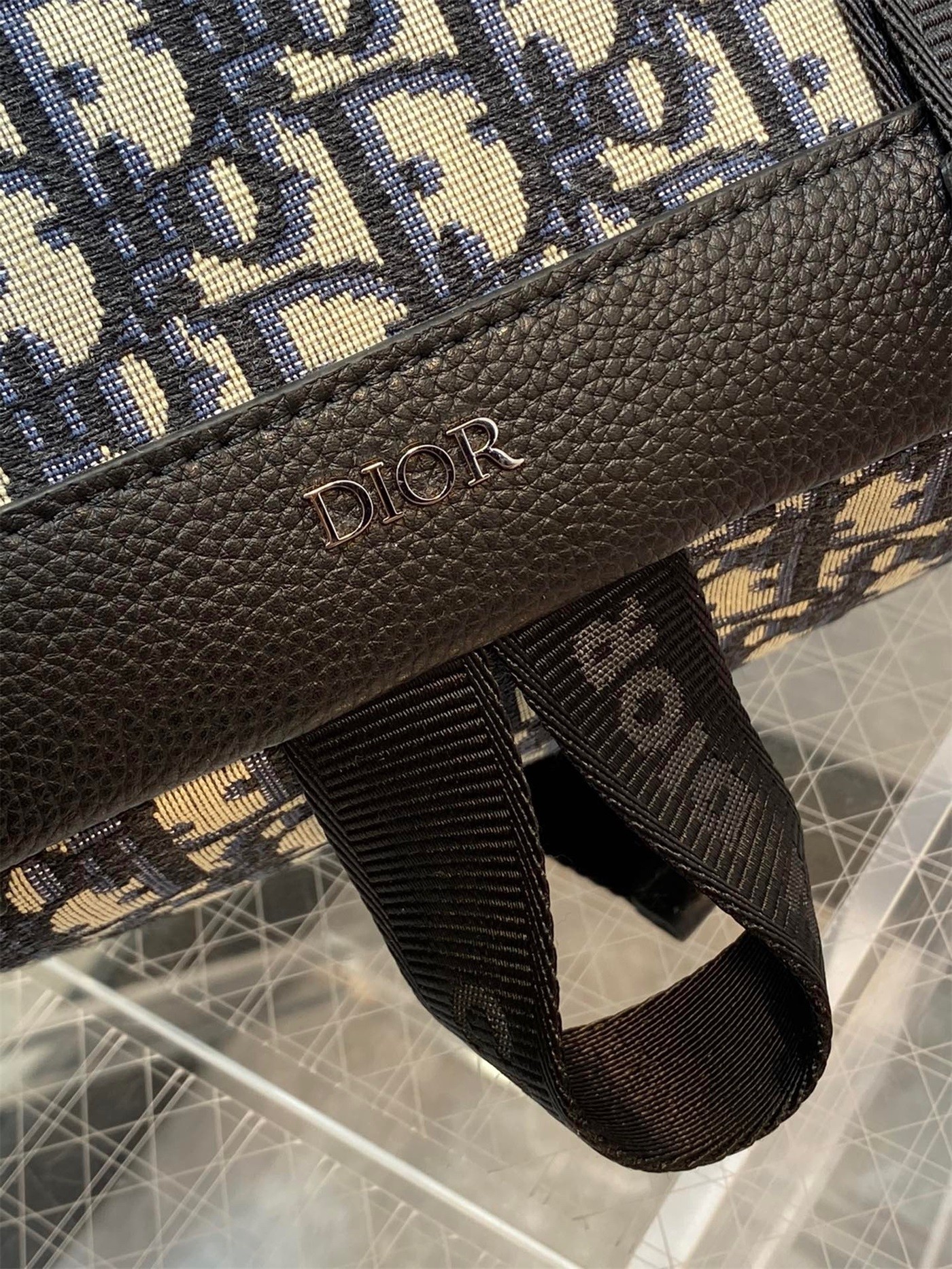 D*or explorer backpack in black D*or oblique jacquard