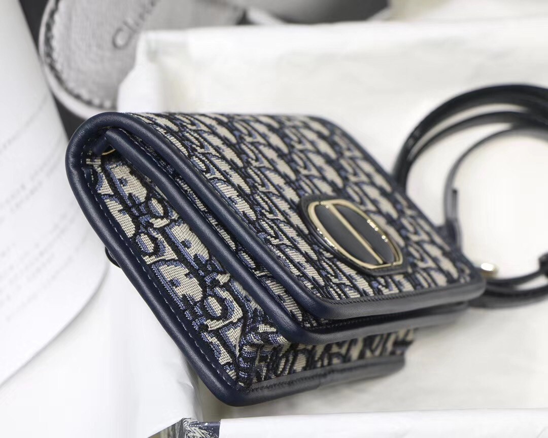 D*or 30 montaigne 2 in 1 pouch in blue oblique canvas