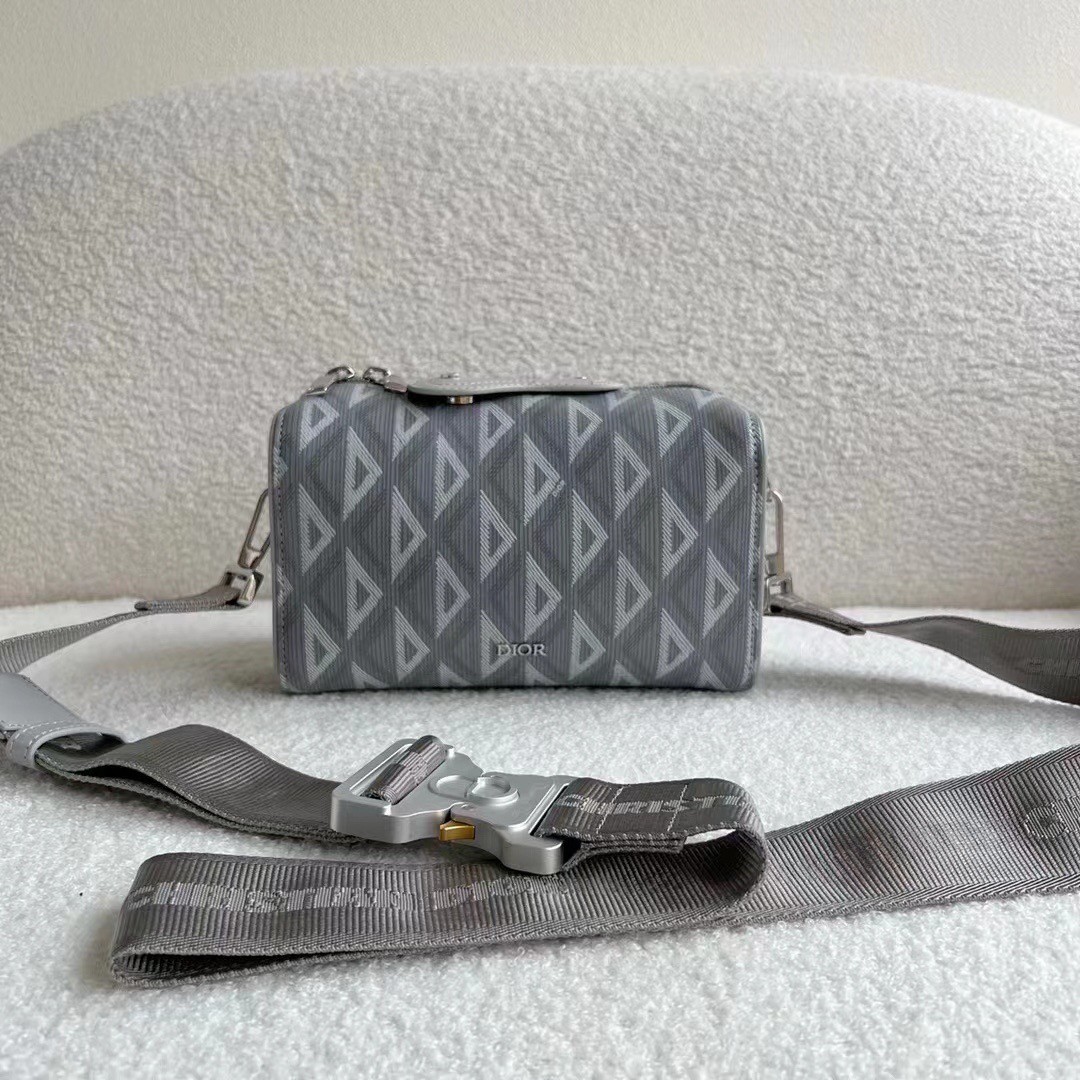 D*or lingot messenger bag in gray cd diamond canvas