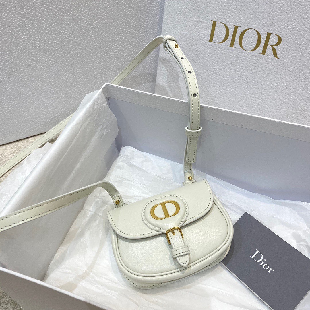 D*or bobby micro bag in white box calfskin