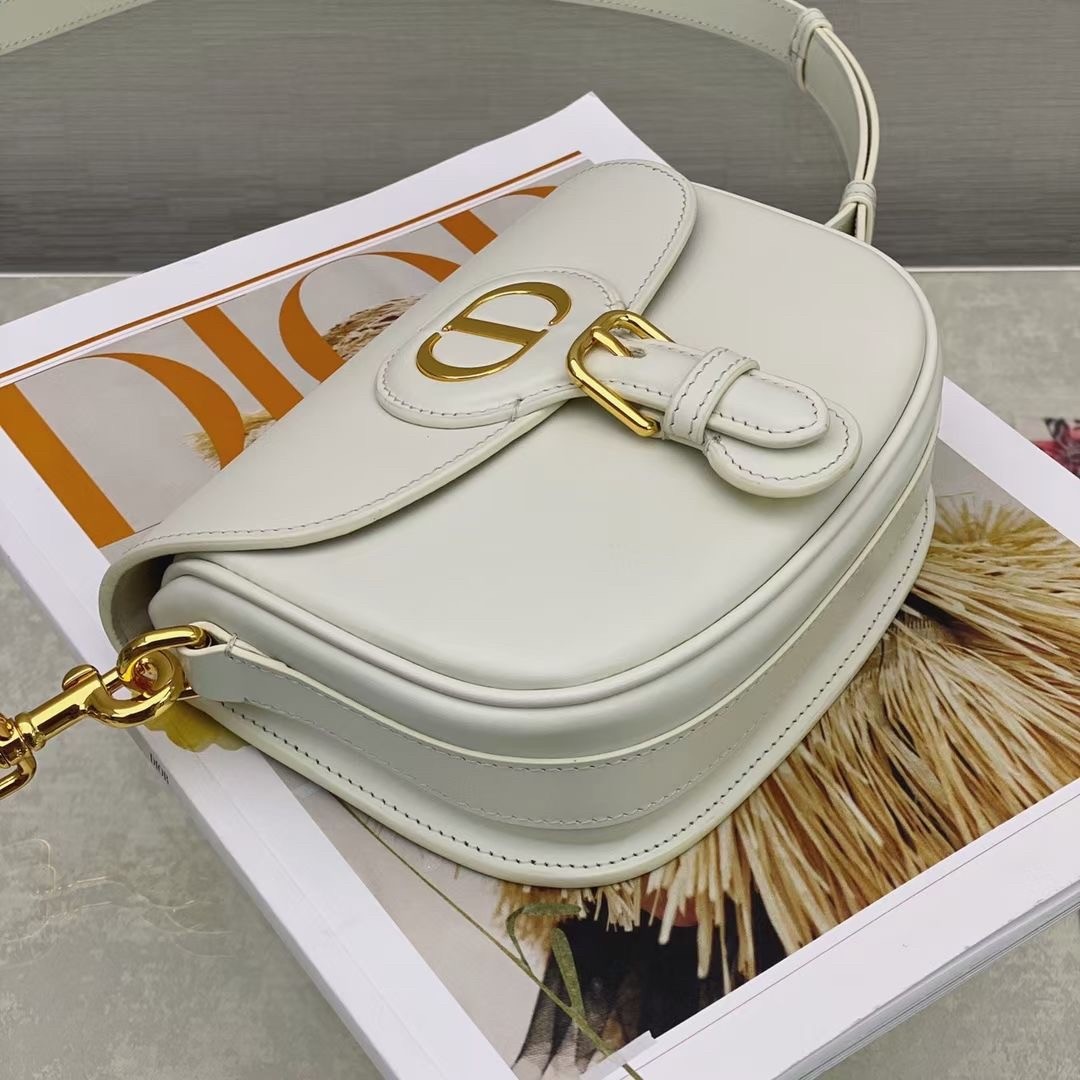 D*or small bobby bag in white calfskin