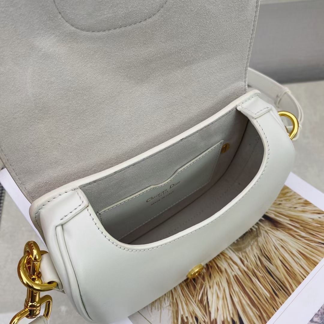 D*or small bobby bag in white calfskin