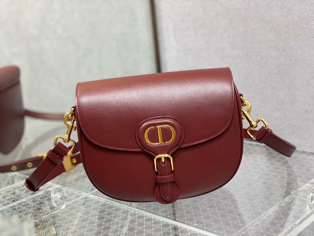 D*or medium bobby bag in bordeaux calfskin