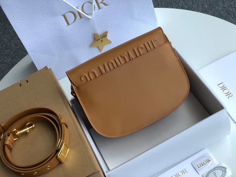 D*or medium bobby bag in camel calfskin