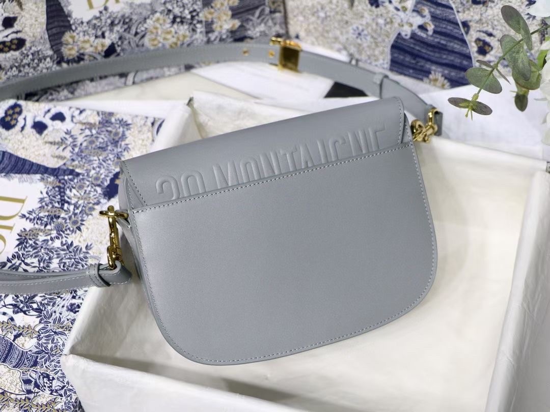 D*or medium bobby bag in grey calfskin