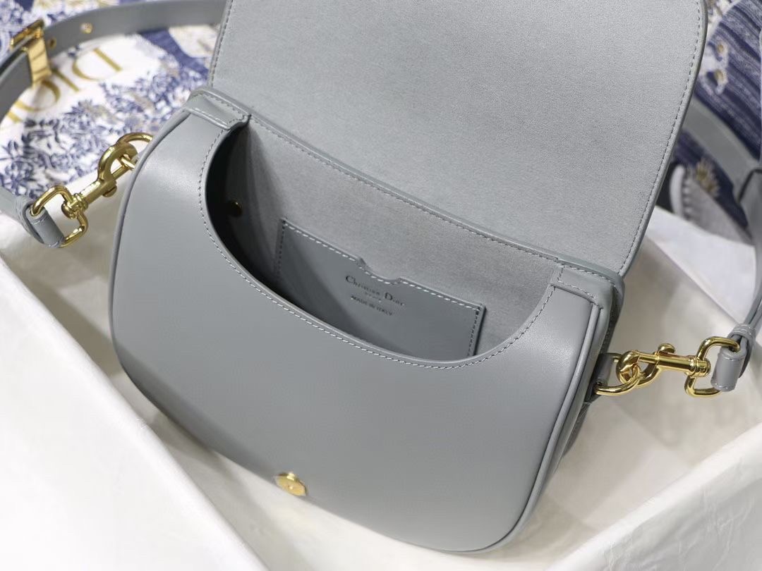D*or medium bobby bag in grey calfskin
