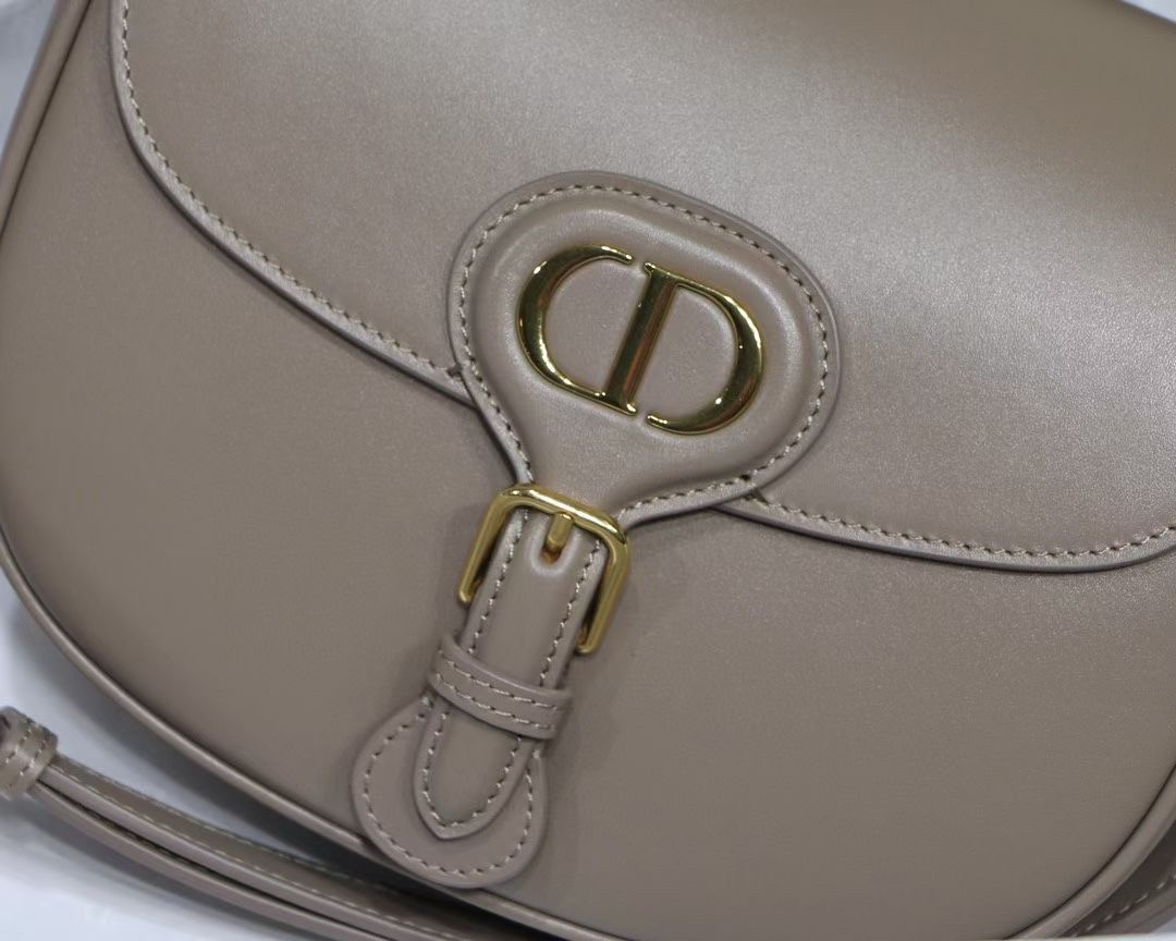 D*or medium bobby bag in warm taupe calfskin