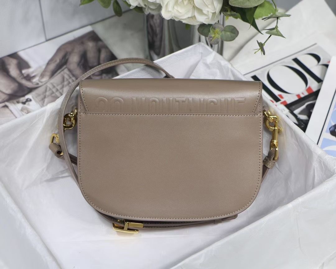 D*or medium bobby bag in warm taupe calfskin