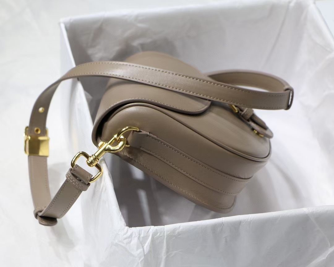 D*or medium bobby bag in warm taupe calfskin
