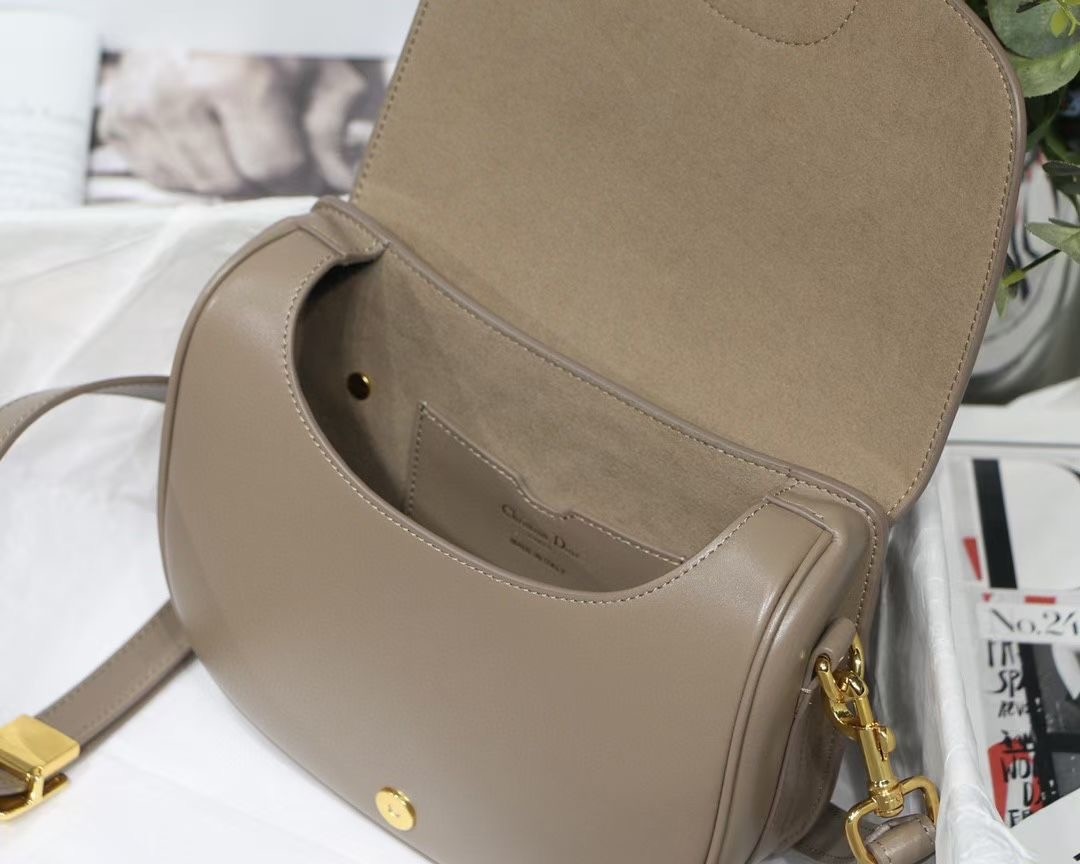 D*or medium bobby bag in warm taupe calfskin
