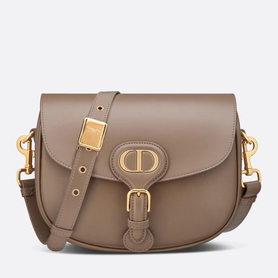 D*or medium bobby bag in warm taupe calfskin
