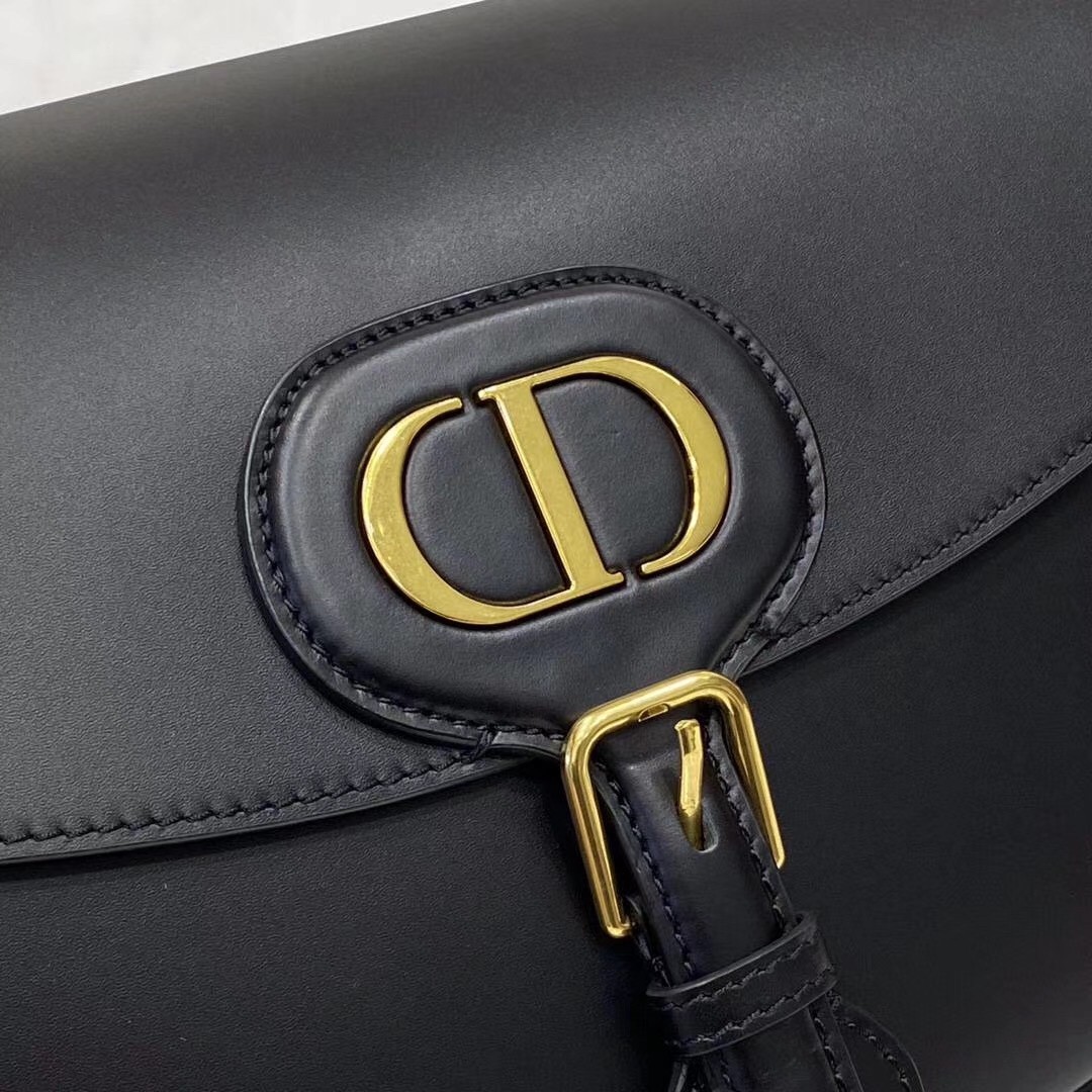 D*or large bobby bag in black calfskin