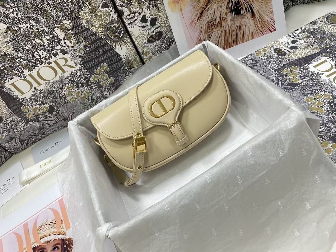 D*or bobby east-west bag in beige box calfskin
