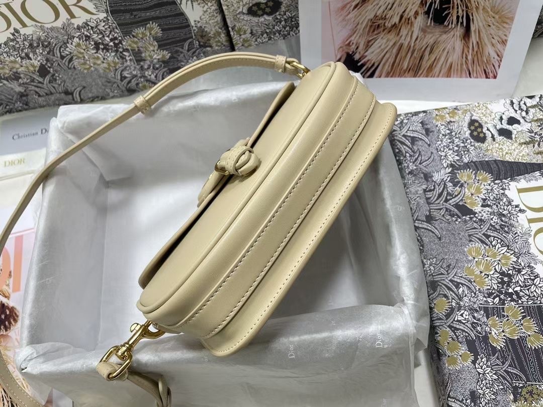 D*or bobby east-west bag in beige box calfskin