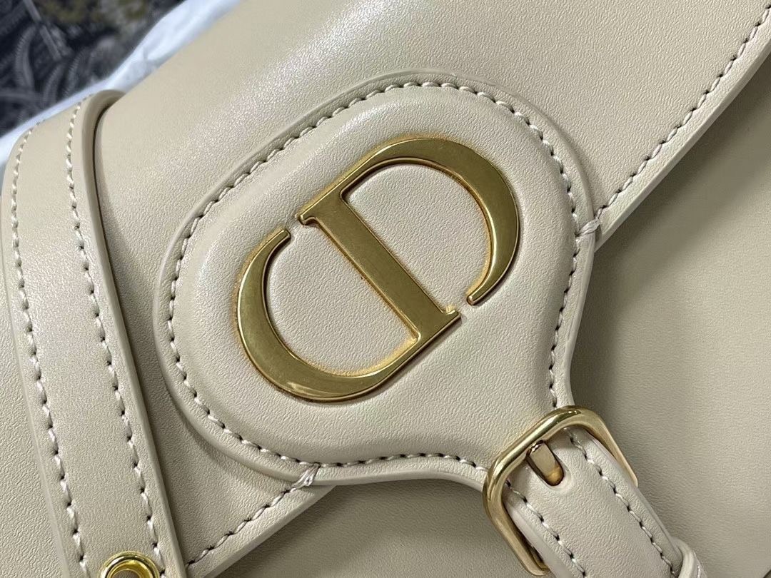D*or bobby east-west bag in beige box calfskin