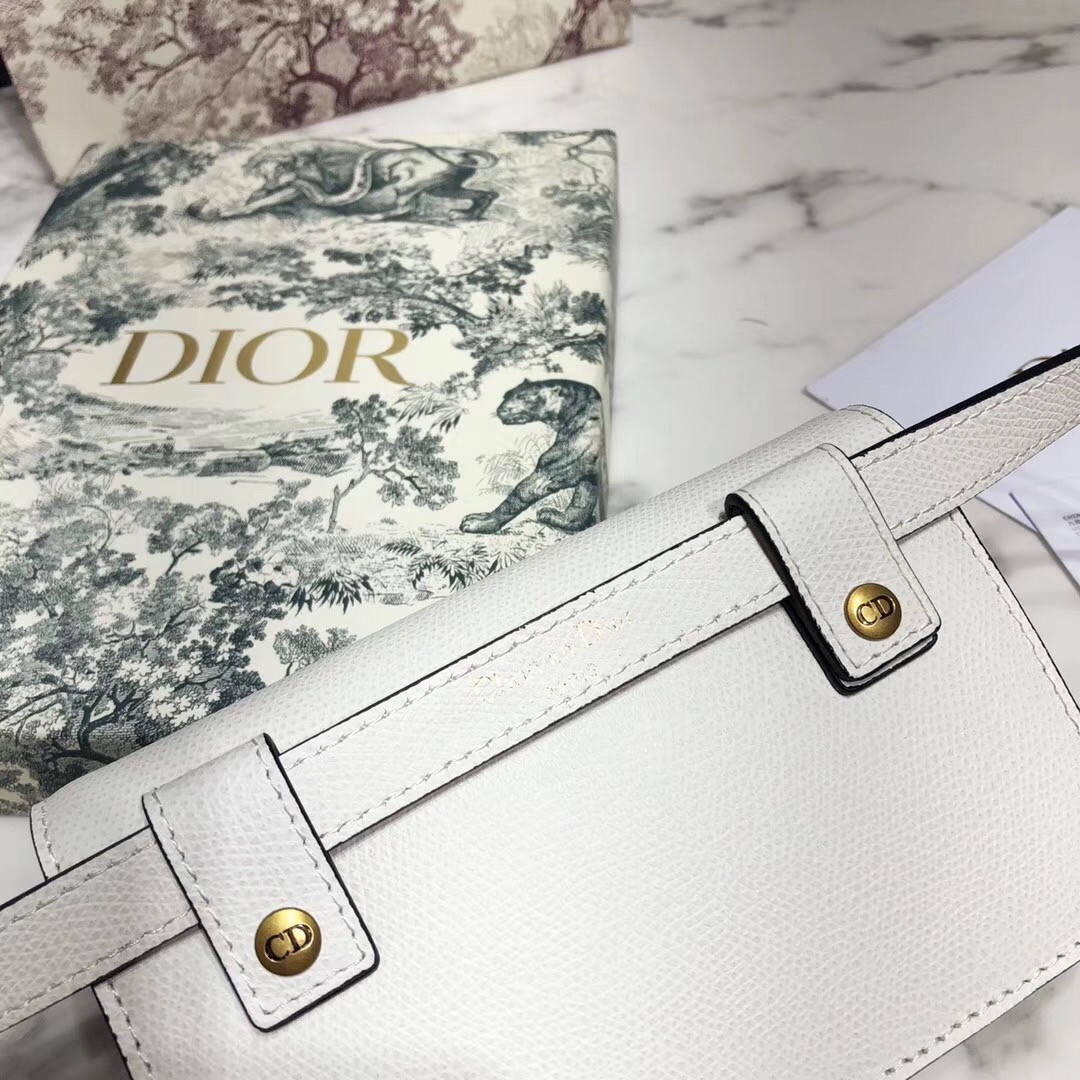D*or white calfskin saddle belt bag