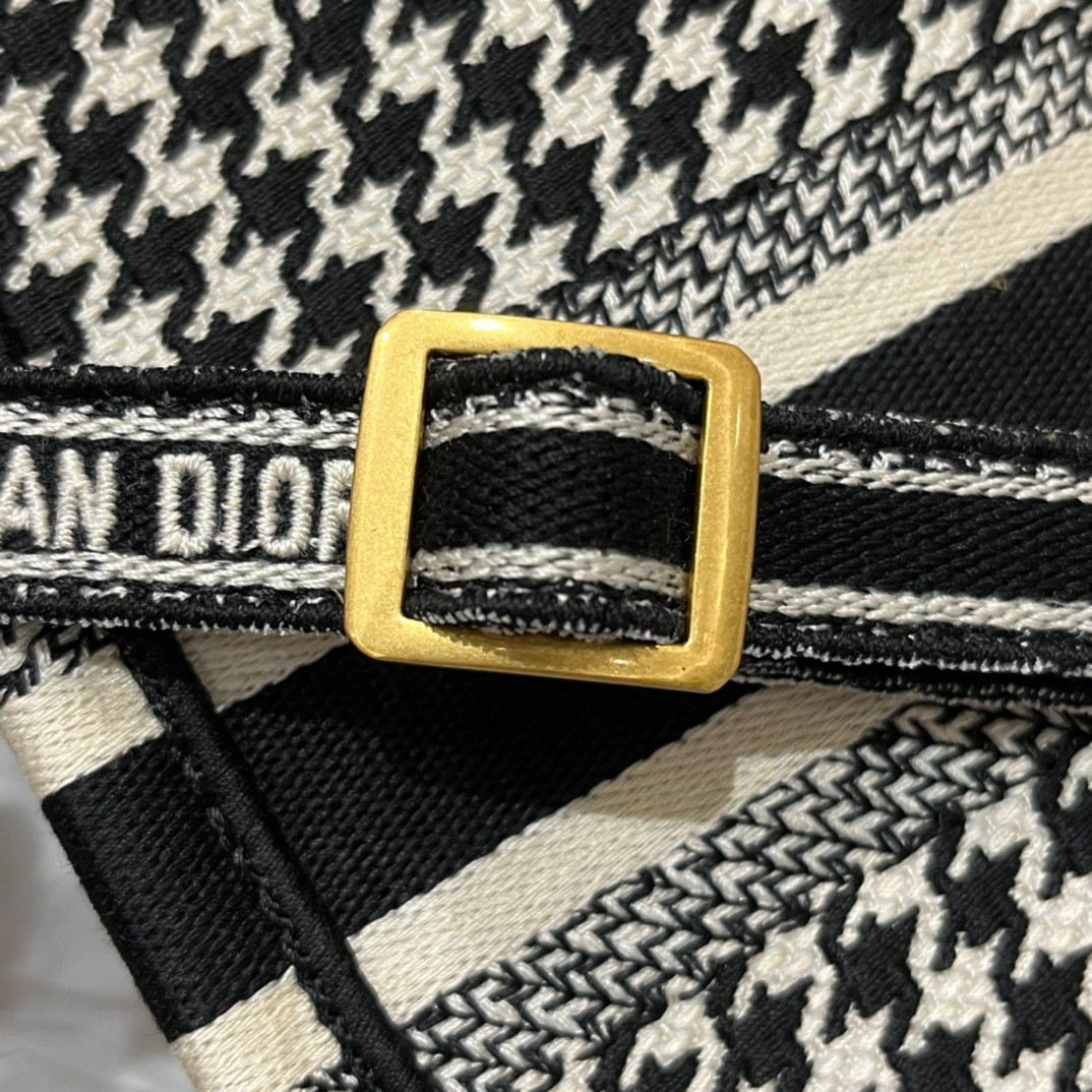 D*or mini book tote phone bag in micro houndstooth embroidery
