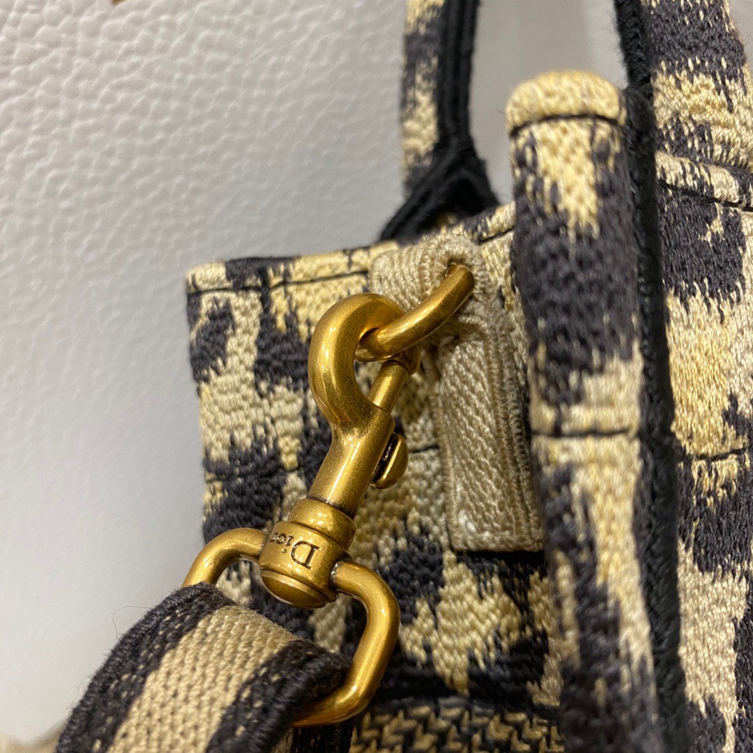 D*or mini book tote phone bag in beige multicolor mizza embroidery