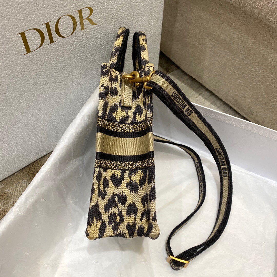D*or mini book tote phone bag in beige multicolor mizza embroidery