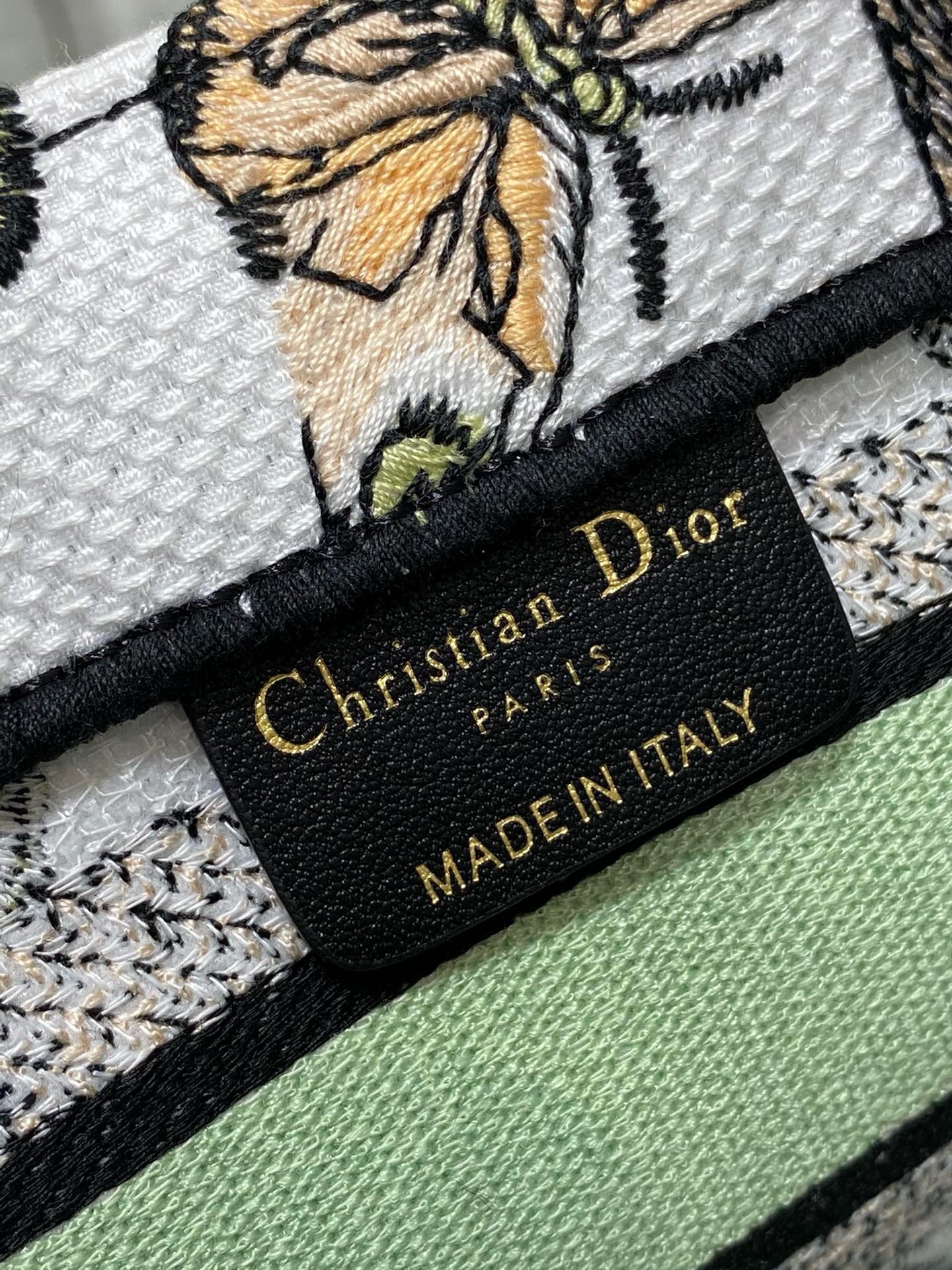 D*or mini book tote with strap in white toile de jouy mexico embroidery