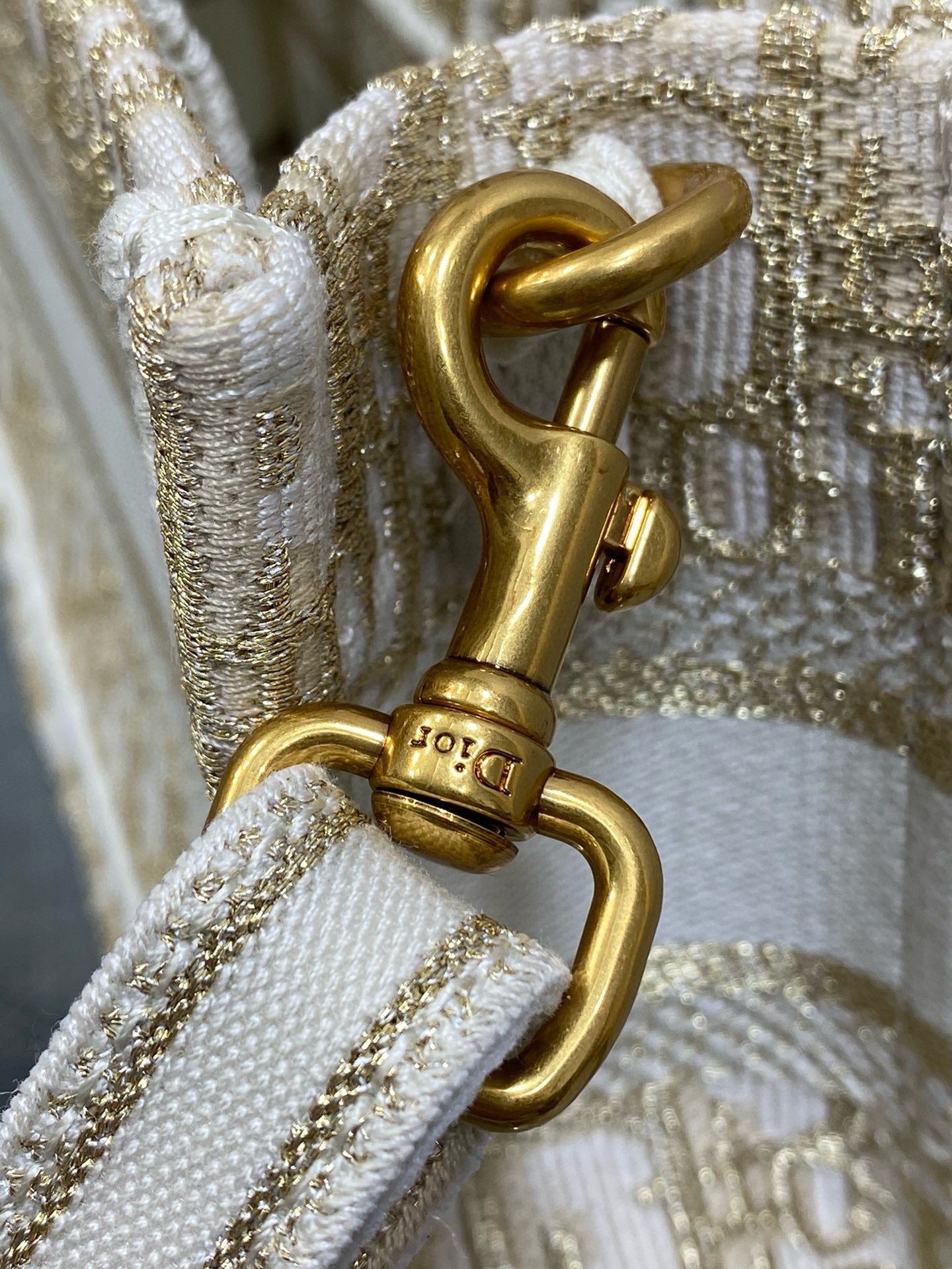 D*or mini book tote with strap in gold-tone D*or oblique embroidery